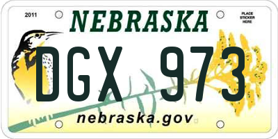 NE license plate DGX973