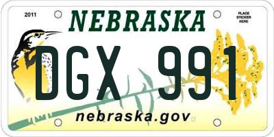 NE license plate DGX991