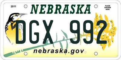 NE license plate DGX992