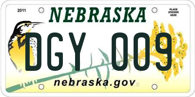 NE license plate DGY009