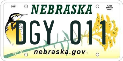 NE license plate DGY011
