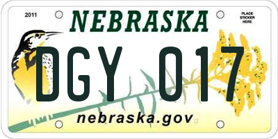 NE license plate DGY017