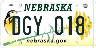 NE license plate DGY018