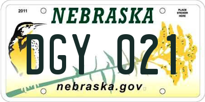 NE license plate DGY021
