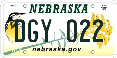 NE license plate DGY022