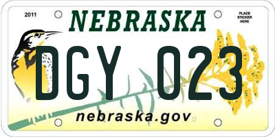 NE license plate DGY023