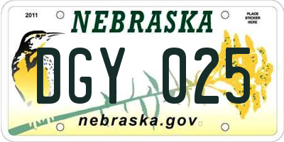 NE license plate DGY025