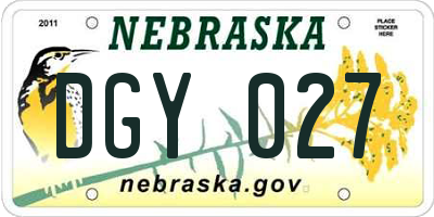 NE license plate DGY027