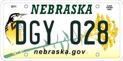 NE license plate DGY028