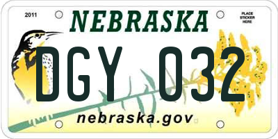 NE license plate DGY032