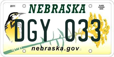 NE license plate DGY033