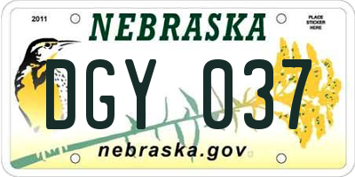 NE license plate DGY037