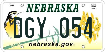 NE license plate DGY054