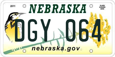 NE license plate DGY064
