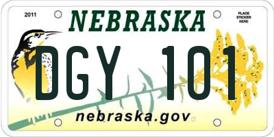 NE license plate DGY101