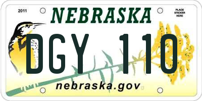 NE license plate DGY110