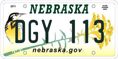 NE license plate DGY113