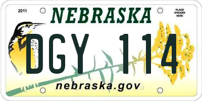 NE license plate DGY114
