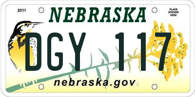 NE license plate DGY117