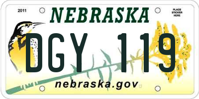 NE license plate DGY119