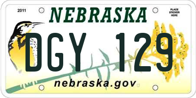 NE license plate DGY129