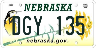 NE license plate DGY135
