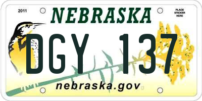 NE license plate DGY137