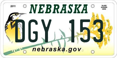 NE license plate DGY153