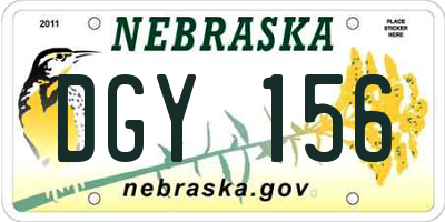 NE license plate DGY156