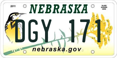 NE license plate DGY171