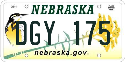 NE license plate DGY175