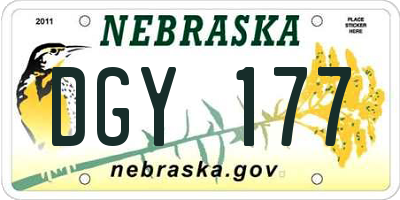 NE license plate DGY177