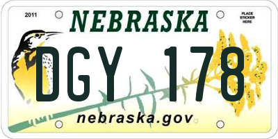 NE license plate DGY178