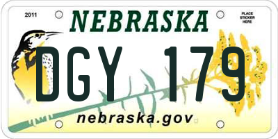 NE license plate DGY179
