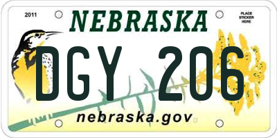 NE license plate DGY206