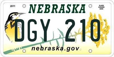 NE license plate DGY210