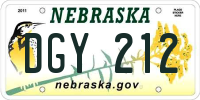NE license plate DGY212
