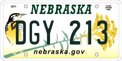 NE license plate DGY213