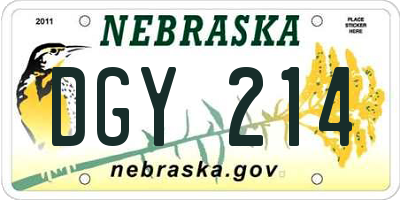 NE license plate DGY214