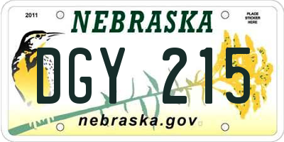 NE license plate DGY215