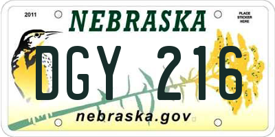 NE license plate DGY216