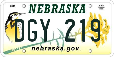 NE license plate DGY219