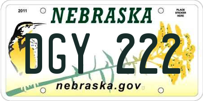 NE license plate DGY222
