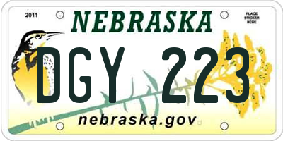 NE license plate DGY223
