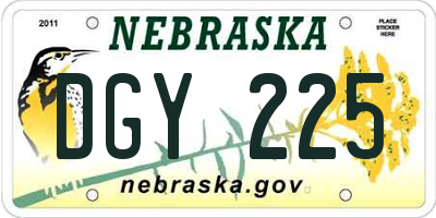 NE license plate DGY225