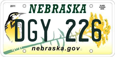 NE license plate DGY226