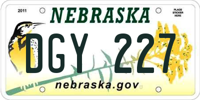 NE license plate DGY227