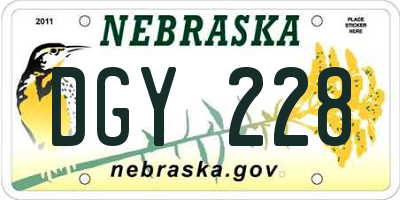 NE license plate DGY228
