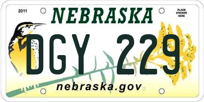 NE license plate DGY229