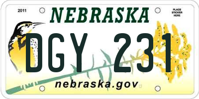 NE license plate DGY231